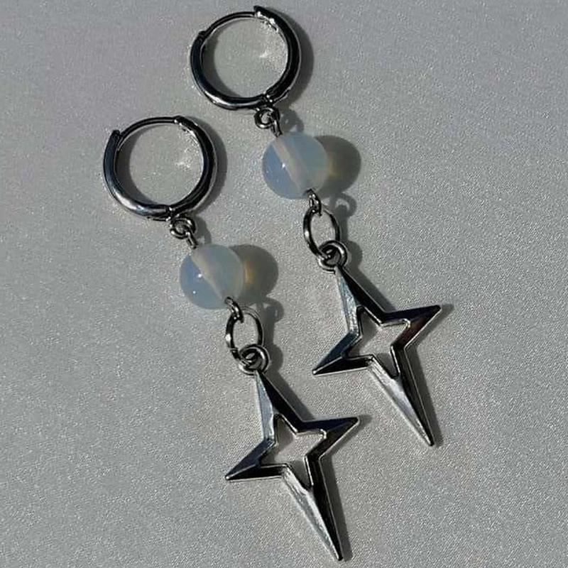 1 Pair Stainless Steel Opal Star Earrings Featuring Comfortable Fit and Easy Cleaning for Sensitive Skin Wear