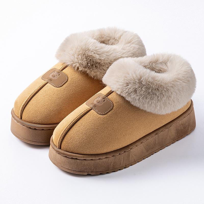 New bag heel cotton slippers autumn and winter indoor non-slip soft sole warm home couple velvet shoes