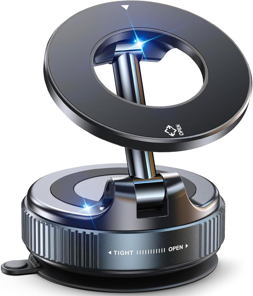 Upgraded 360°Vacuum Magnetic Phone Holder Magnetic Car Phone Mount, Hands-Free Suction Cup Phone Holder for Car/Gym/Mirror
