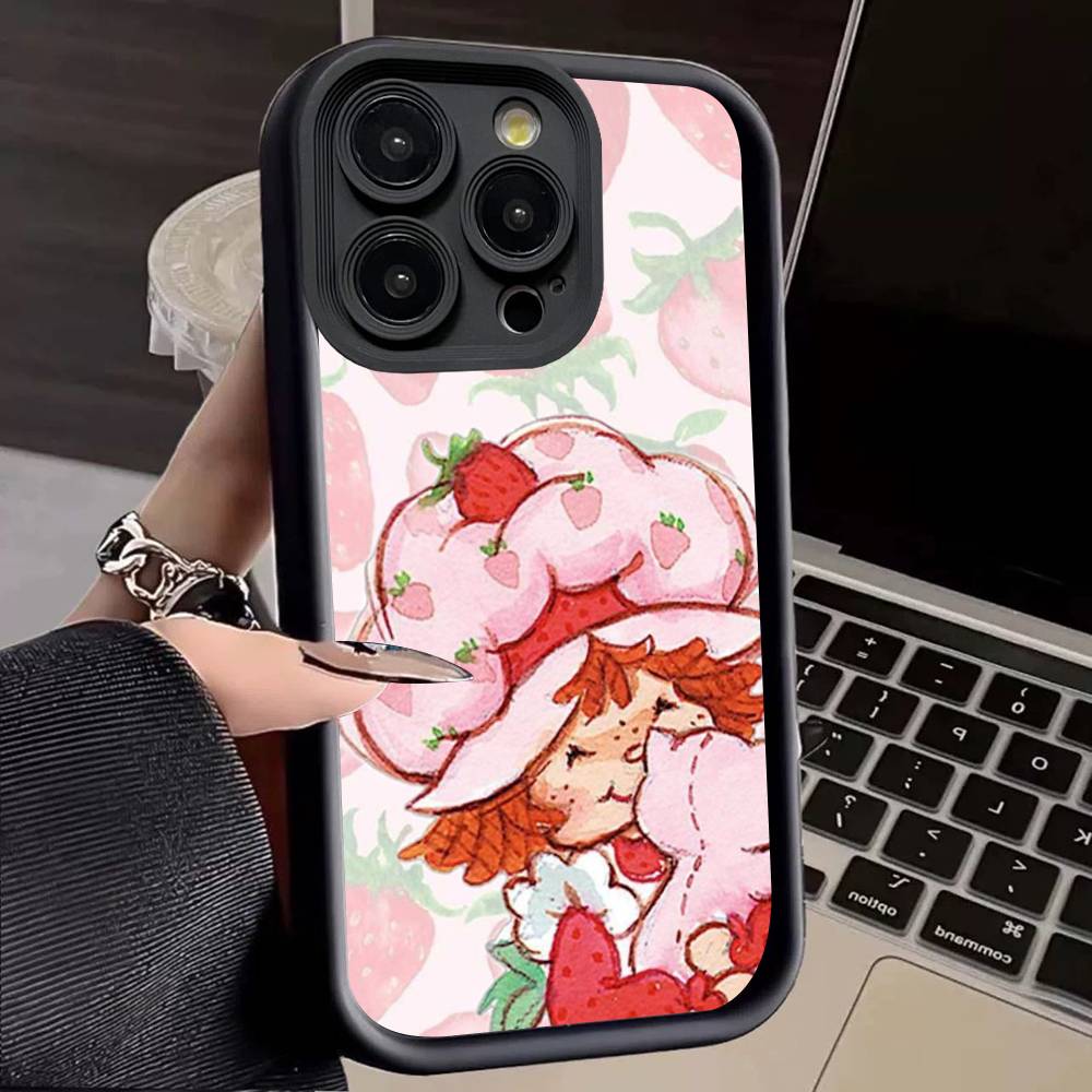 Animated S-Strawberry S-Shortcake Silicone Soft Phone Case For IPhone 17 16 14 13 12 11 15 Pro Max Plus Air Cover