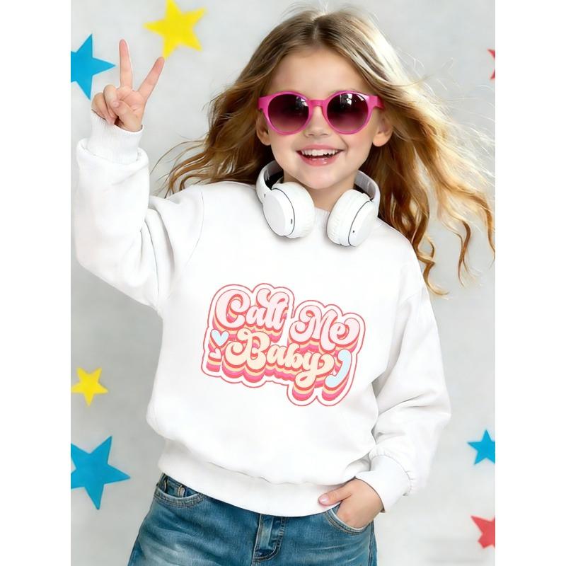 European sizes Cute Print Pattern 0-3 Years Old Kids  Spring Thin Round Neck Sweatshirt Comfortable Fashionable Outdoor Outfit Choice 110 белый