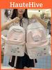 Cute Cat Dot Backpack For High School Girls Nylon School Bag