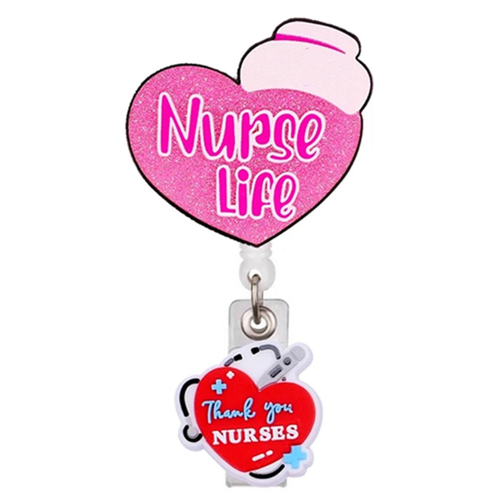 New Acrylic Retractable Nurse Badge Reel Pocket Watches Clip Hang Clockfashion Medical Doctor Id Card Holder Lanyard