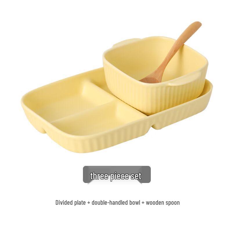 ZISIZ Ceramic Divided Breakfast Plate Set