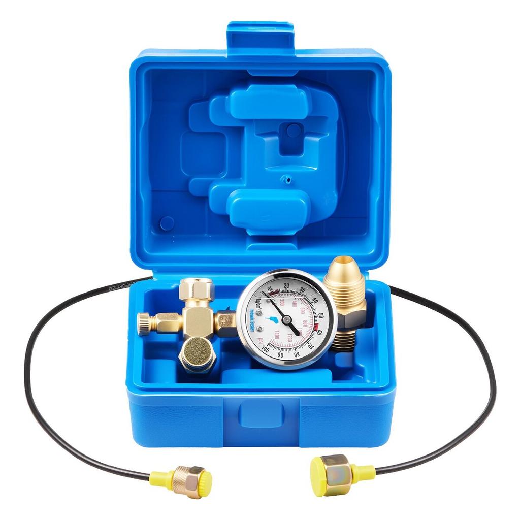 Hydraulic Nitrogen Accumulator Charging Kit, 0-100 Bar Nitrogen Fill Kit, Pressure Test System with 1 Pressure Gauge, 1 Gas Hose, 1 Valve Body and 1
