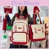 School Backpack Five Piece Set For Girls With Letter Pattern For Campus Use