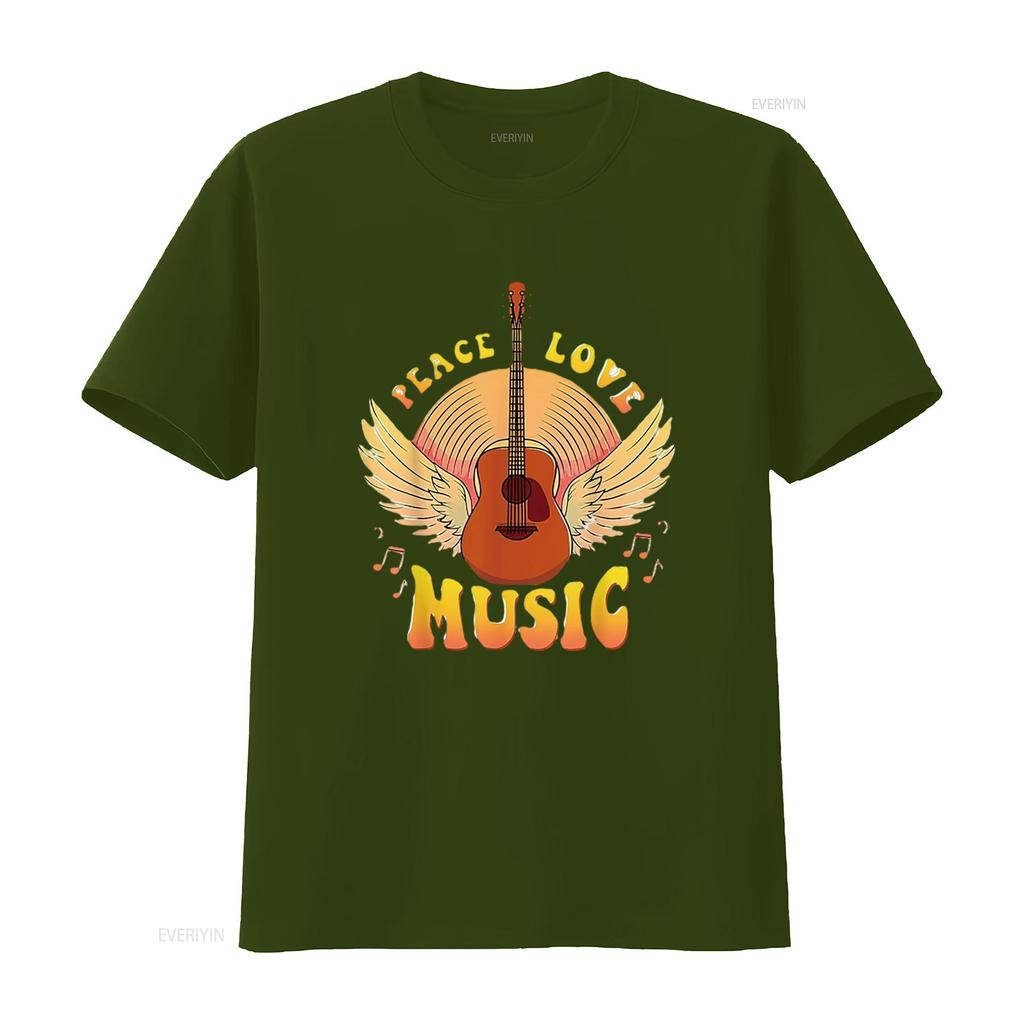 Cute Peace Love Music Hippie Hipster Festival Womens T Shirt White vintage Washed Casual streetwear Soft graphic Versatile