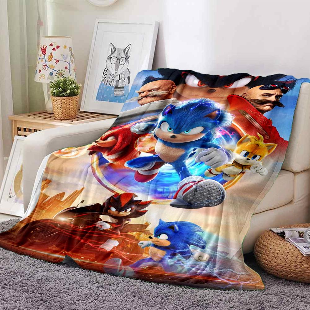 1Pc Sonic Adventure Team Sonic Blanket For Couch Bed Plush Cozy Fuzzy Blanket Super Soft Warm Blankets For Fall And Winter 0918237