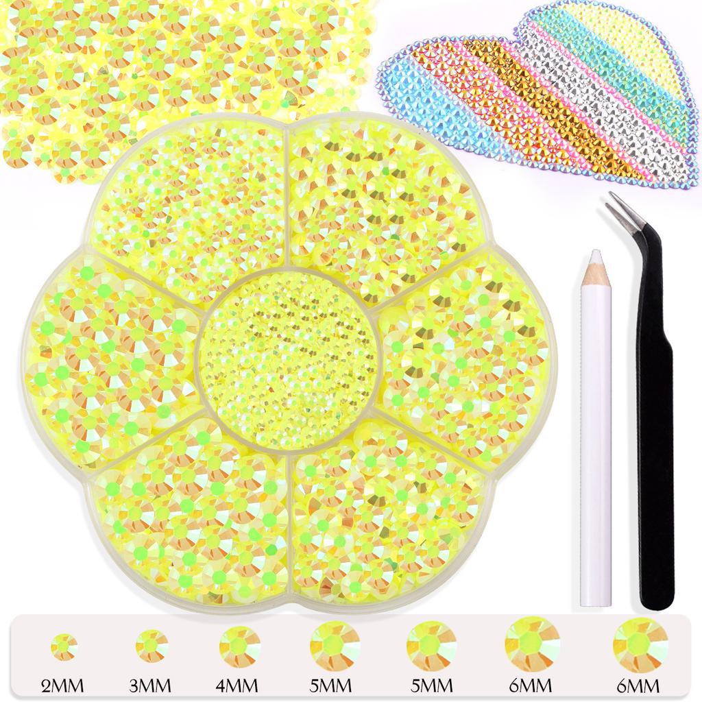 7 Grid Plum Blossom Boxed Resin Flat Bottom Nail Art Jewelry Jelly Diamond Violent Bear Ab Rhinestone Diy Clothing Diamond Sticker