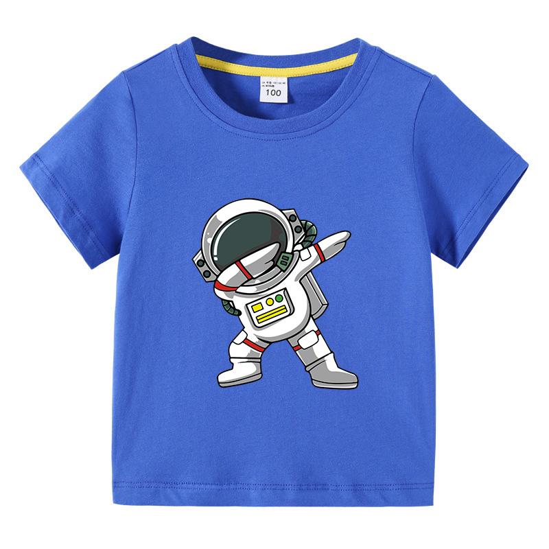 2025 New Kids Clothing Fashion Spaceman Graphic Short Sleeve T-Shirt 3-10Years Children Boy O-Neck Tops Tee Kids Summer Clothes