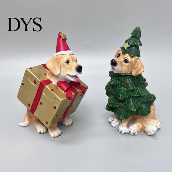 Christmas Dog Ornaments Figurine, Resin Puppy Statue in Tree & Gift Desktop Holiday Ornament Box Costume, Festive Mantel Decor, Xmas for Lovers Small