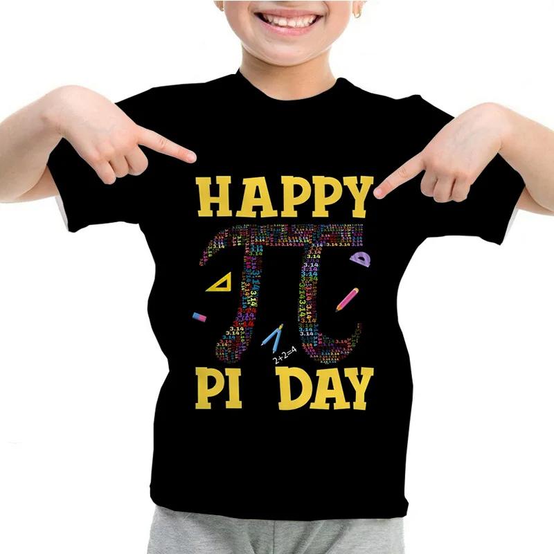 Kids Boy Girl Pi Math Print Tshirt Short Sleeve Tops Pi Day 3.14 T-Shirt Children's Clothes Summer Casual Funny O-Neck Tees