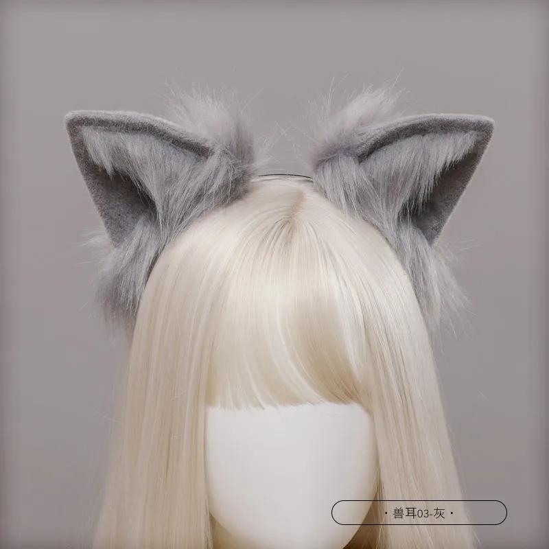 Halloween Red Wolf Fox Cat Ears Plush Hair Hoop Lolita Lovely Handmade Party Headdress Anime Cosplay Party Kawaii Accessories