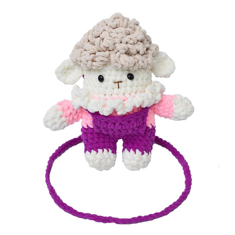 Mini Woolen Cartoon Plush Bag With Phone Pocket For Daily Use Girls Gift