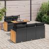 VidaXL Garden Furniture Set 6 Pcs with Cushions Black Braided Resin Acacia 3327660