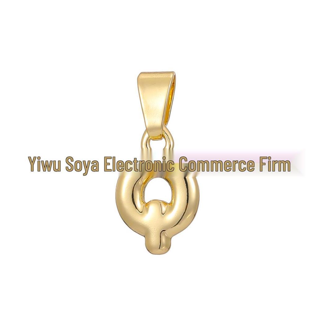 18k Gold-Plated Brass Mini Bubble Letter Pendant Necklace, DIY Personalized with 26 English Letters.