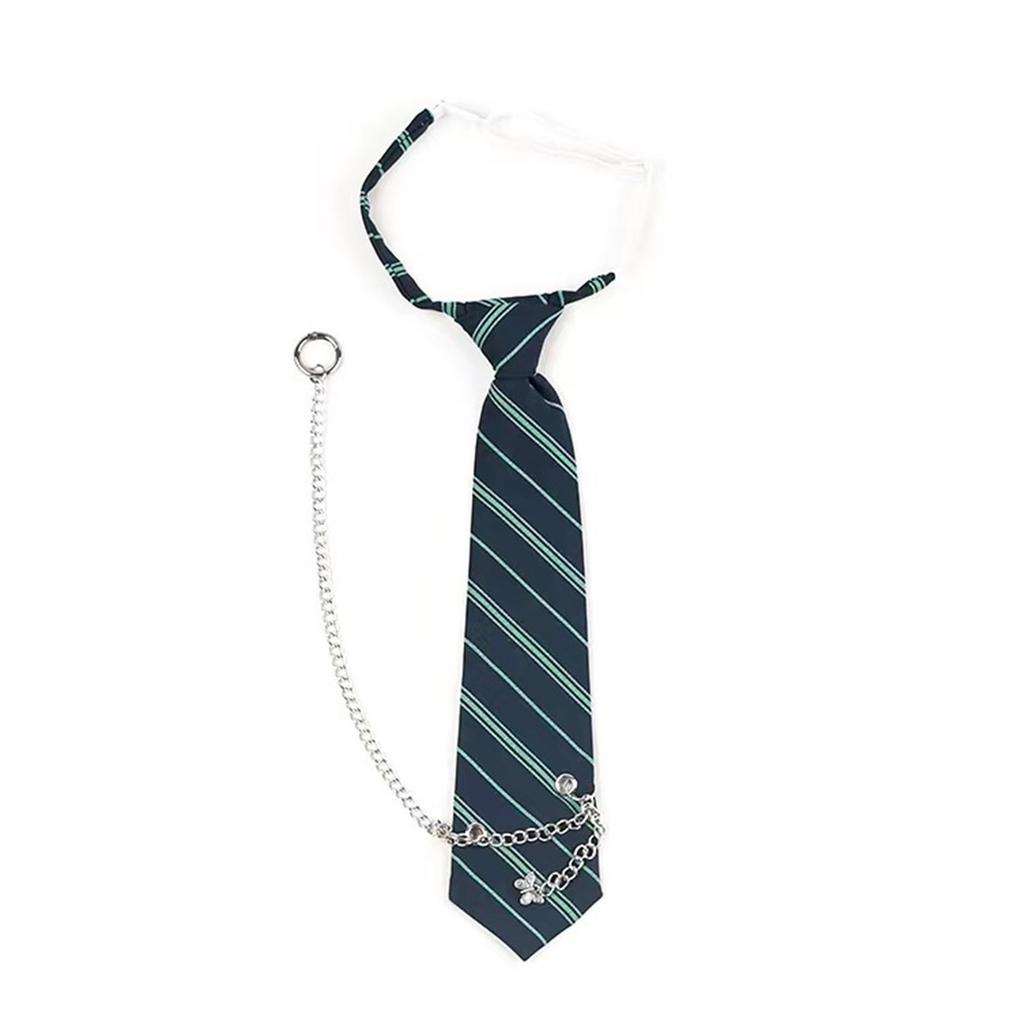 Elegant JK Necktie with Gothic Metal Chain Butterfly Pendant Stylish Bowtie for Men and Women