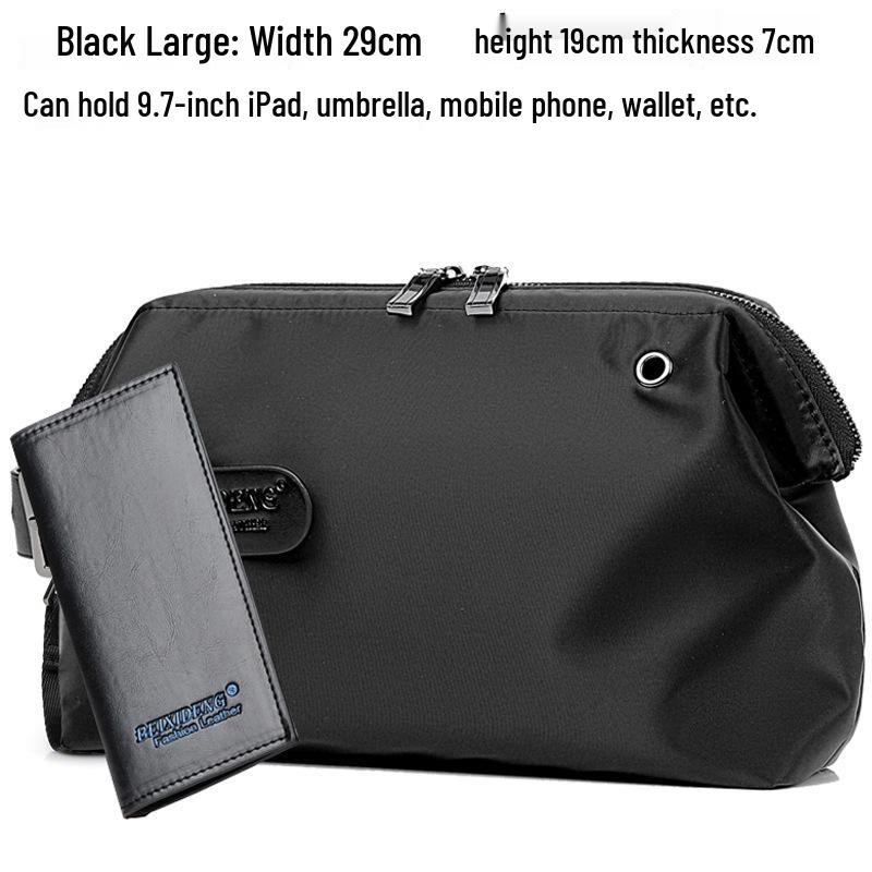 New Men's Large Capacity Nylon Clutch Bag - Oxford Cloth, Casual Korean Style Handbag