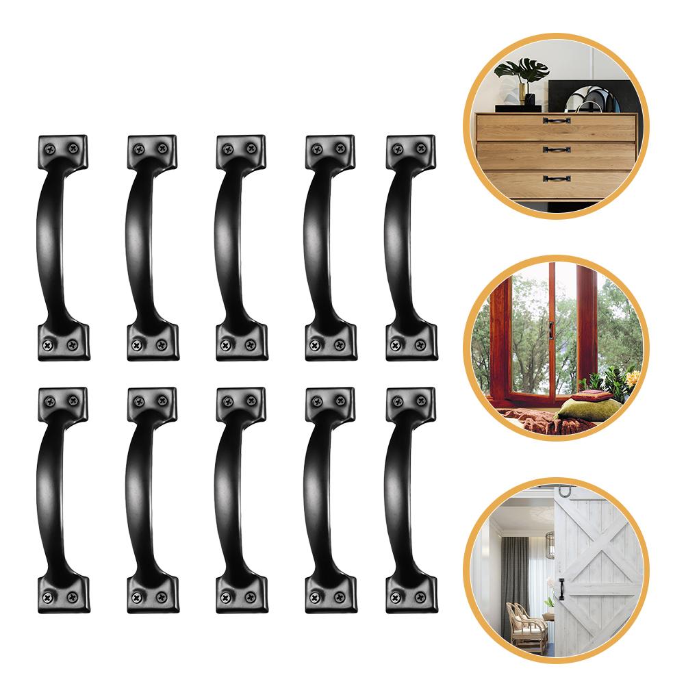 6pcs/8pcs/10pcs/12pcs Iron Door Handles Metal Door Pull Knobs Cabinet Drawer Pulls Barn Cupboard Knob Dresser Sliding Grips