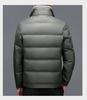 Men's Thickened Genuine Leather Down Jacket - Plus Size, Middle-Aged & Elderly, Winter Turn-Down Collar Outerwear, Loose Fit