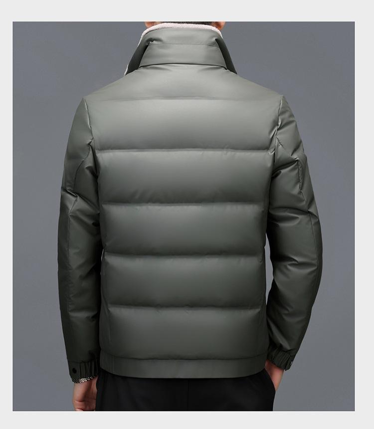 Men's Thickened Genuine Leather Down Jacket - Plus Size, Middle-Aged & Elderly, Winter Turn-Down Collar Outerwear, Loose Fit