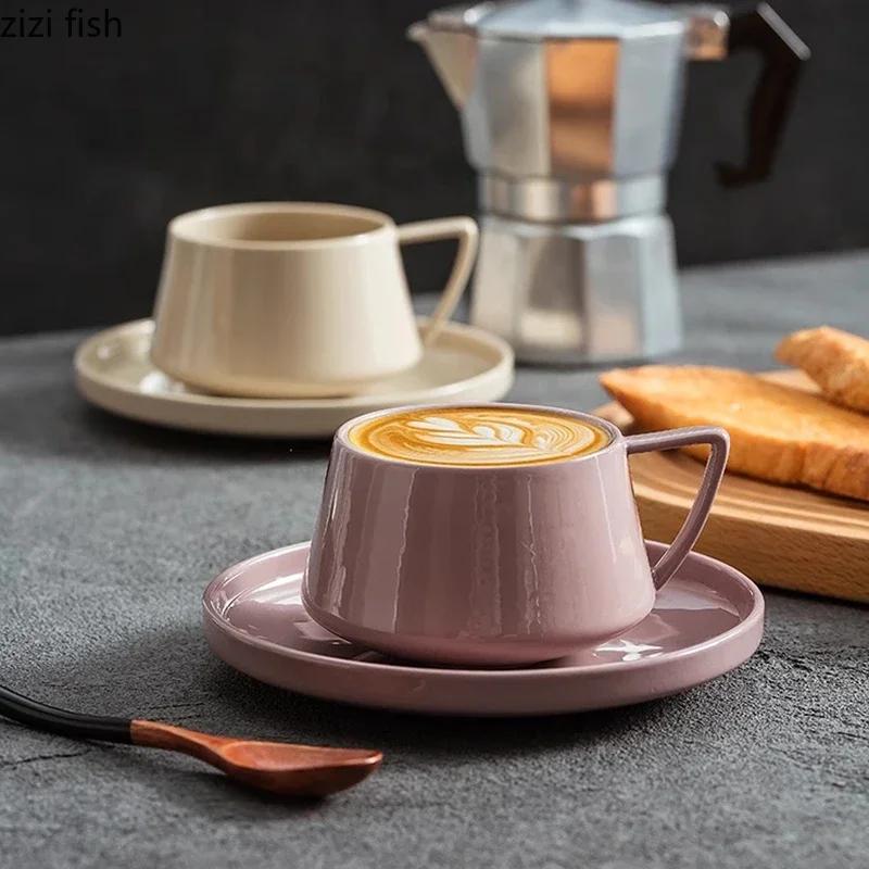 Retro Ceramic Mug Coffee Cup Latte Cup Tea Mug Milk Mug Creative Coffee Cup and Dish Set Household 220ml Water Cups Oat Cups
