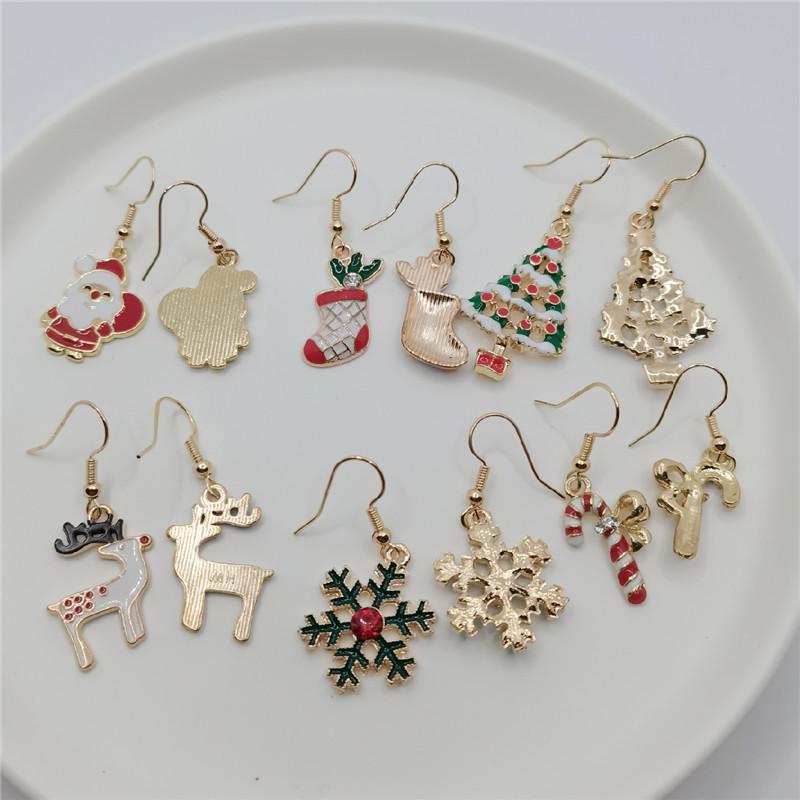 Top-Selling Christmas Dangle Earrings – Santa, Snowman, Reindeer, Snowflake, Candy Cane, and Tree Designs