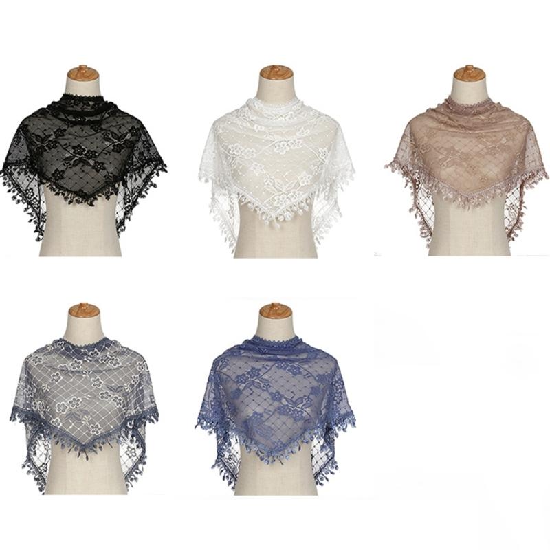 Floral Lace Head Scarf Chapel Veil for Women Girl Hair Bandanas Ethnic Mantilla Veil Women Headpiece Exotic Headscarf