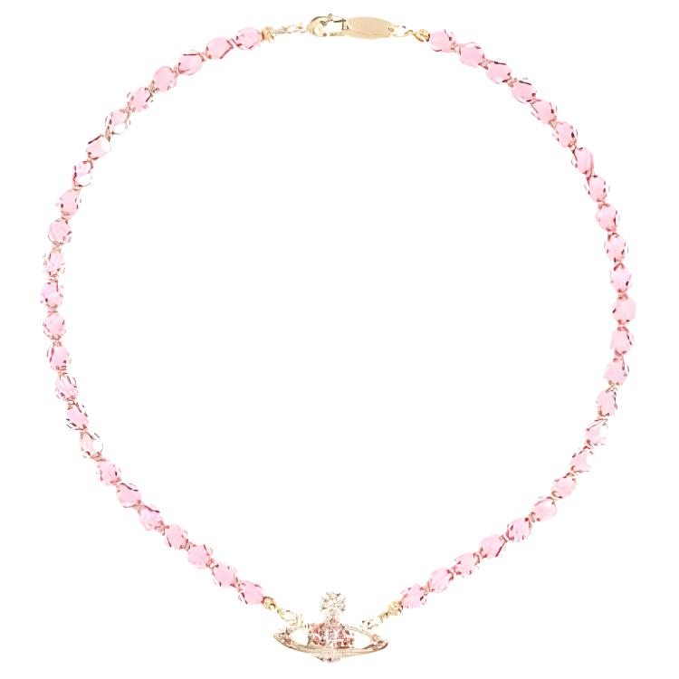 Vivienne Westwood Logo Detail Brass Necklace Women necklace Pink 6303002F02-R780 F,Pink