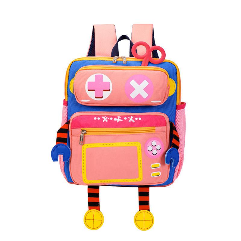 Adorable Cartoon Robot Backpack For Kids Durable Nylon School Bag Cute Design