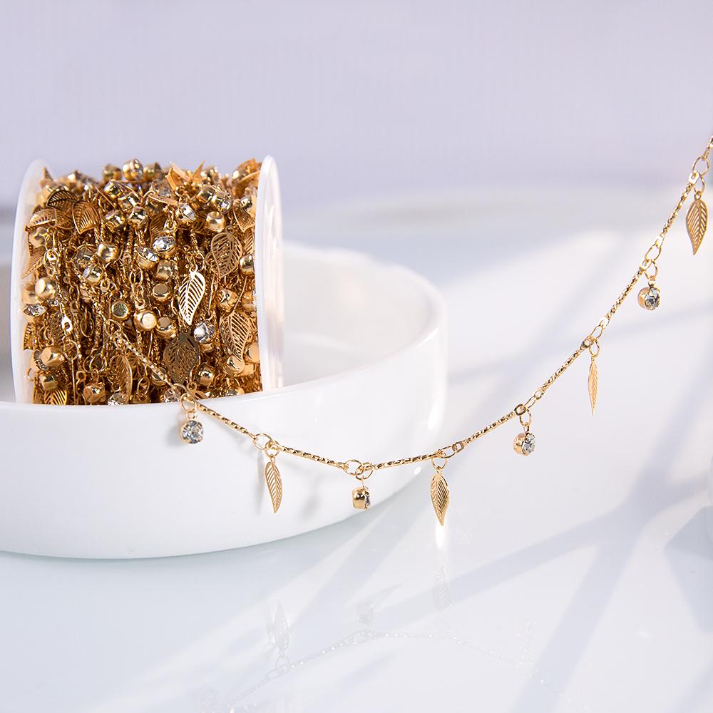 

50CM 1M Shiny Crystal Beads Charms Bracelets Chains Butterfly Pendants Copper Chains Women Clothing Jewelry Making DIY Necklaces 50cm