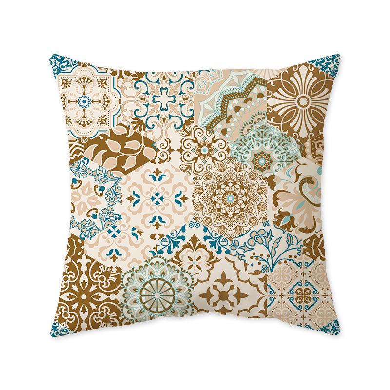 Nordic Geometric Ultra-Soft Cushion Cover, Retro Indian Light Luxury Sofa & Bedroom Lumbar Pillow