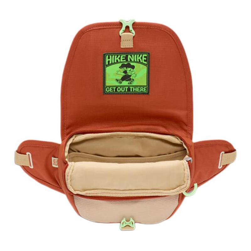 Nike Fabric One Shoulder Crossbody Fanny Pack Regular Women's Orange And Green Casual DJ9681-825