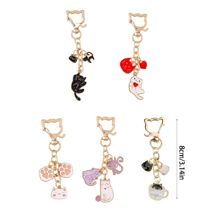 Creative Cats Bag Accessory Animal Print Keychain Metal Keychain Bags Pendant Backpack Decors For Women and Girls