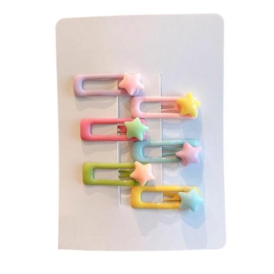 5/6Pcs Girl Hairpins Macaron Color Cartoon Fruit Flower Star Shapes Round Edge-Free Design Hair Clips Side Bang Hair