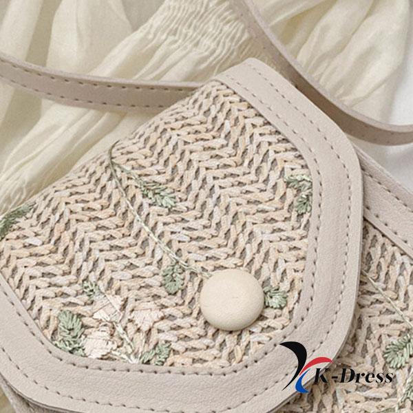 Tobit Embroidered Flower Bag Structured Bag Envelope Bag Mini Bag Auxiliary Bag Rattan Bag Crossbody Women's Bag (2 Colors)