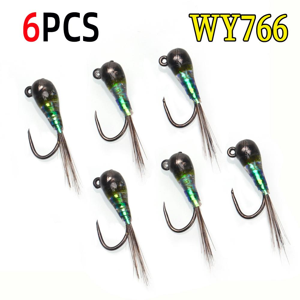 6PCS Perdigon Nymph or Euro Nymph for Weighted Fly Fishing Nymph Fast Sinking Trout, Grayling Fishing Lures