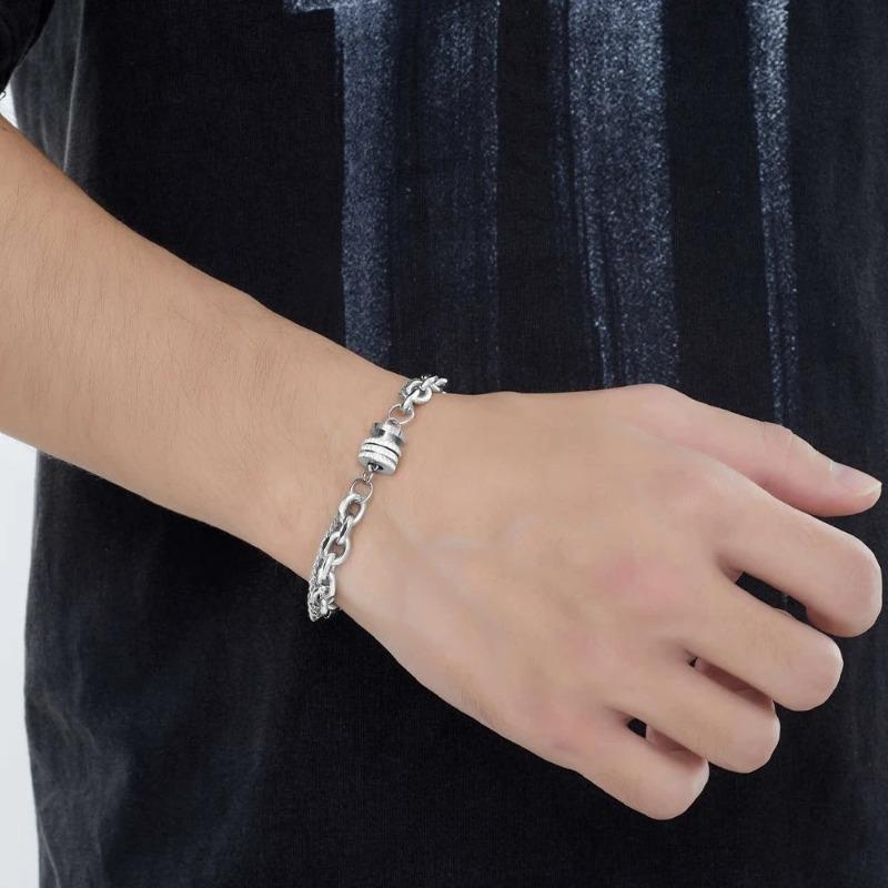 Trendy Zircon Double-Layer Bracelet For Men And Women Non Fading Titanium Steel Rotating Pendant Couple Jewelry Luxury Gift