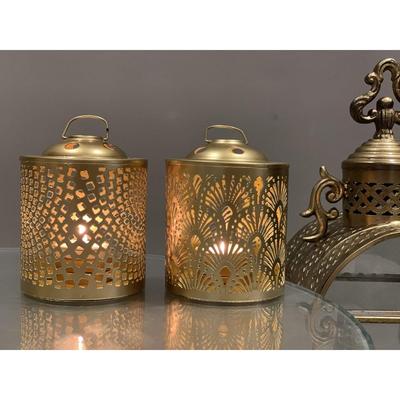 Iron Pack of 2 Tealight Candle Holders for Diwali Decor, Christmas Decor Decorations Items for Home Decor