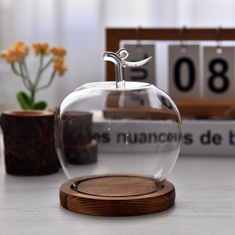 Christmas Eve Apple Preserved Flower Glass Dome Figurine with Clay Craft