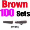 MNFT 100 Sets/Bag Carp Fishing Soft Rubbers Tail Tube Rubber Tubes Safety Lead Clips Quick Change Snap Q-Shaped Rolling Swivel