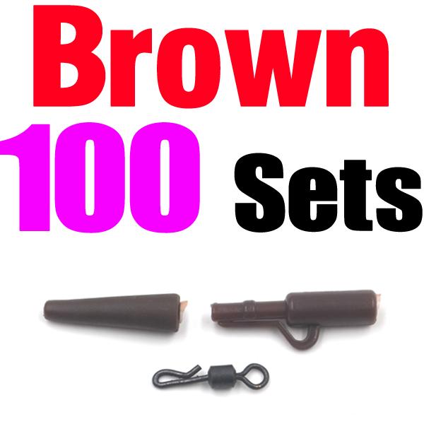 MNFT 100 Sets/Bag Carp Fishing Soft Rubbers Tail Tube Rubber Tubes Safety Lead Clips Quick Change Snap Q-Shaped Rolling Swivel