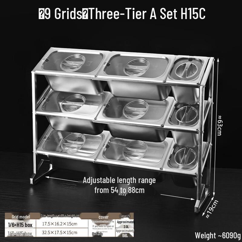 Zhebu Stainless Steel 3-Tier 9-Compartment Food Prep & Storage Box