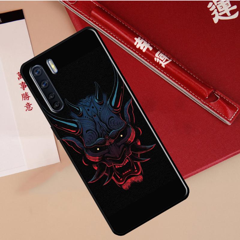 Samurai Oni Mask Case For Oppo A78 A38 A80 A60 A40 A18 A98 A58 A96 A76 A16 A94 A74 A54 A15 A17 A57 A77 A5 Pro