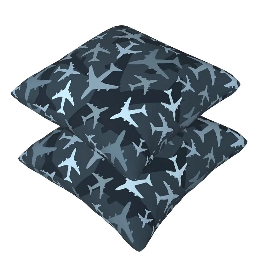 Random Airplanes Pattern Aviation Fighter Pilot 2 Pcs Square Pillowcase Pillow Cover Cushion Pillow For Home Living Room