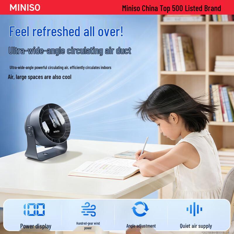 Miniso 100-Speed Portable USB Rechargeable Desk & Hanging Fan
