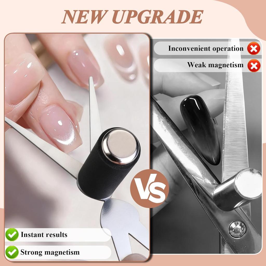 3D Doppelkopf-Nägel Französische Form Starker Cat-Eye-Magnet Nagelkunst Gel-Nagellack Magnetischer Effekt Maniküre Zubehör Werkzeugset