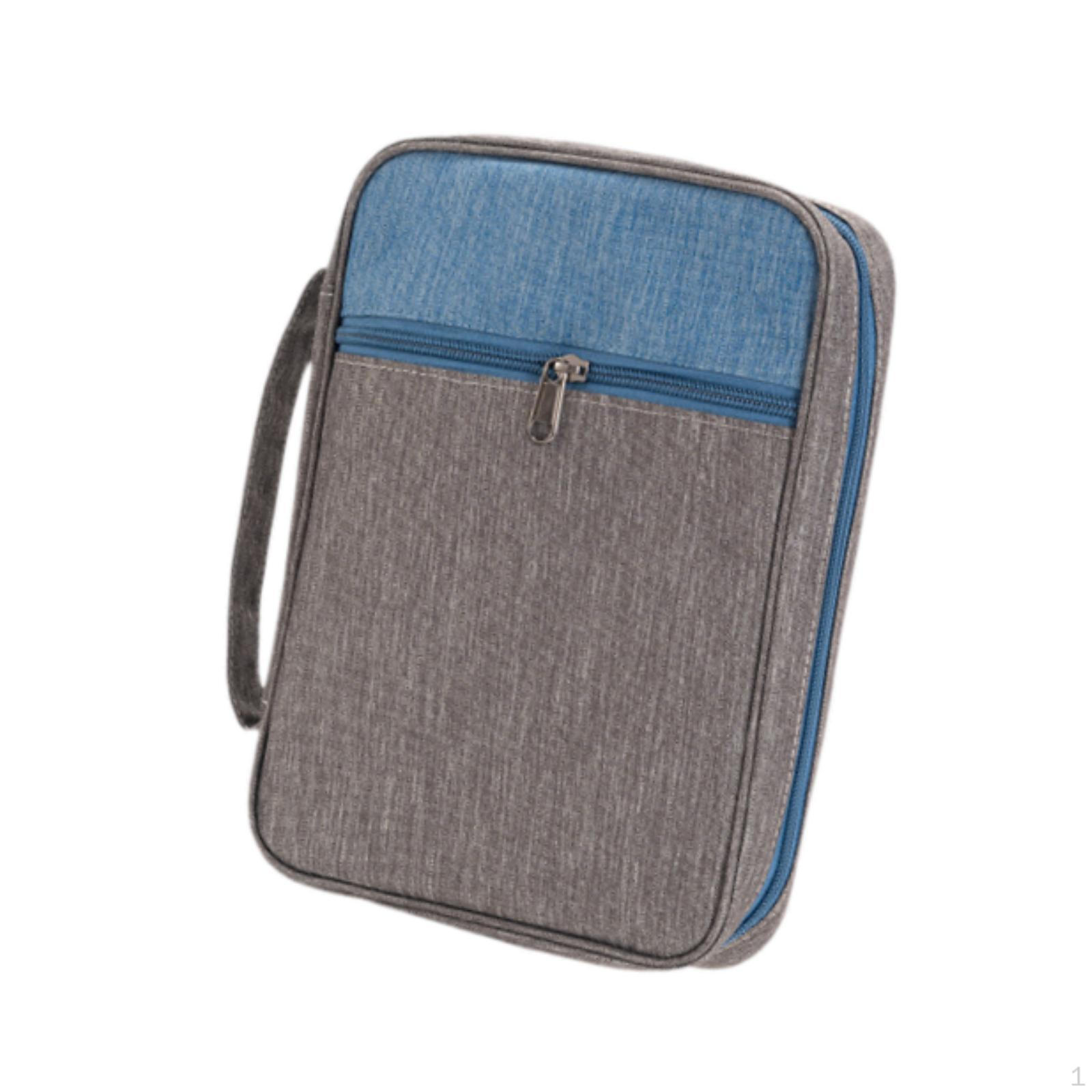 

Чехол для переноски Библии с ручкой и карманом на молнии для защиты синий