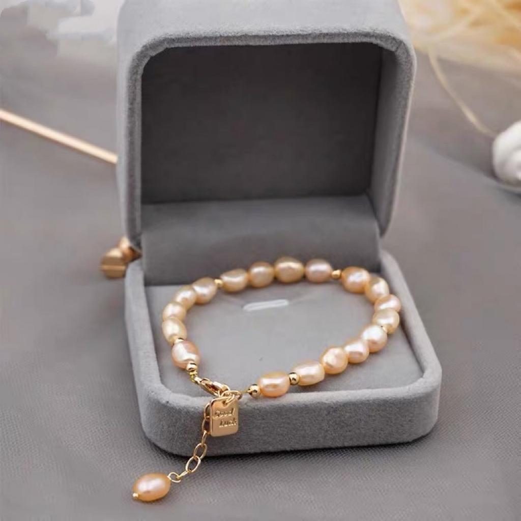 Mädchen Armband Süßwasserperlen Retro Design Armband Light Luxury Mode Barock Rosa und Weiß Armband Dekoration