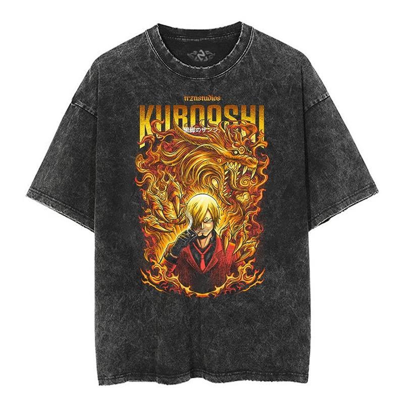 New ONE PIECE Nika Form Luffy Anime High Quality TShirt Men and Women Cotton Vintage Washed Print Retro Streetwear Tops